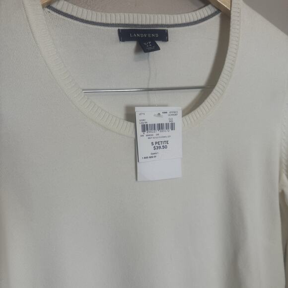 New W/Tags Lands' End Woman's 3/4 Sleeve Sweater Ivory Small Petite - Picture 3 of 7
